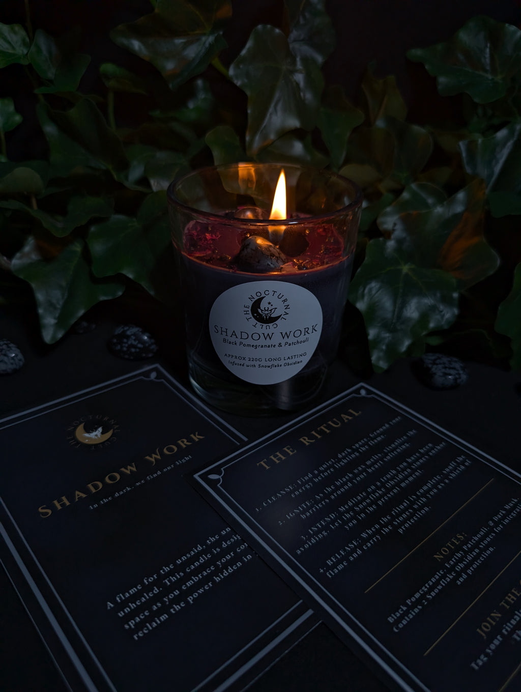 Shadow Work Ritual Candle: Snowflake Obsidian & Patchouli