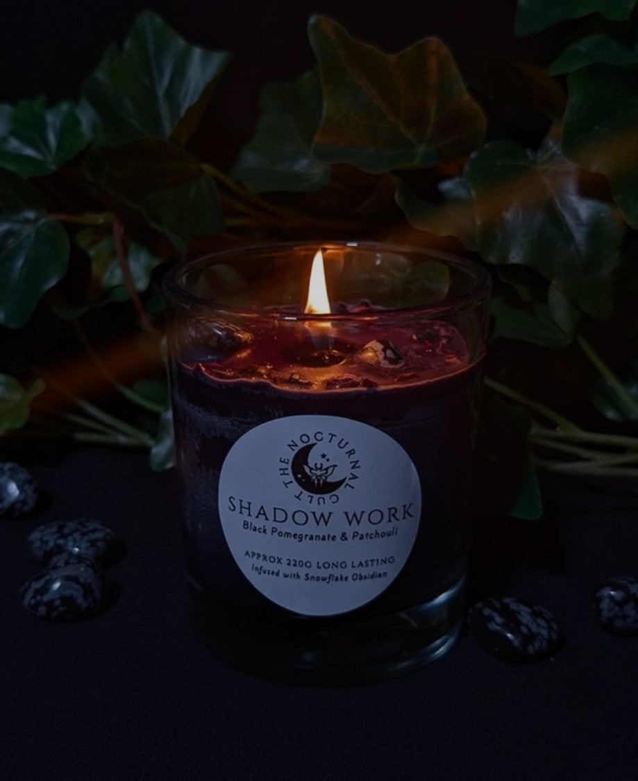 Shadow Work Ritual Candle: Snowflake Obsidian & Patchouli