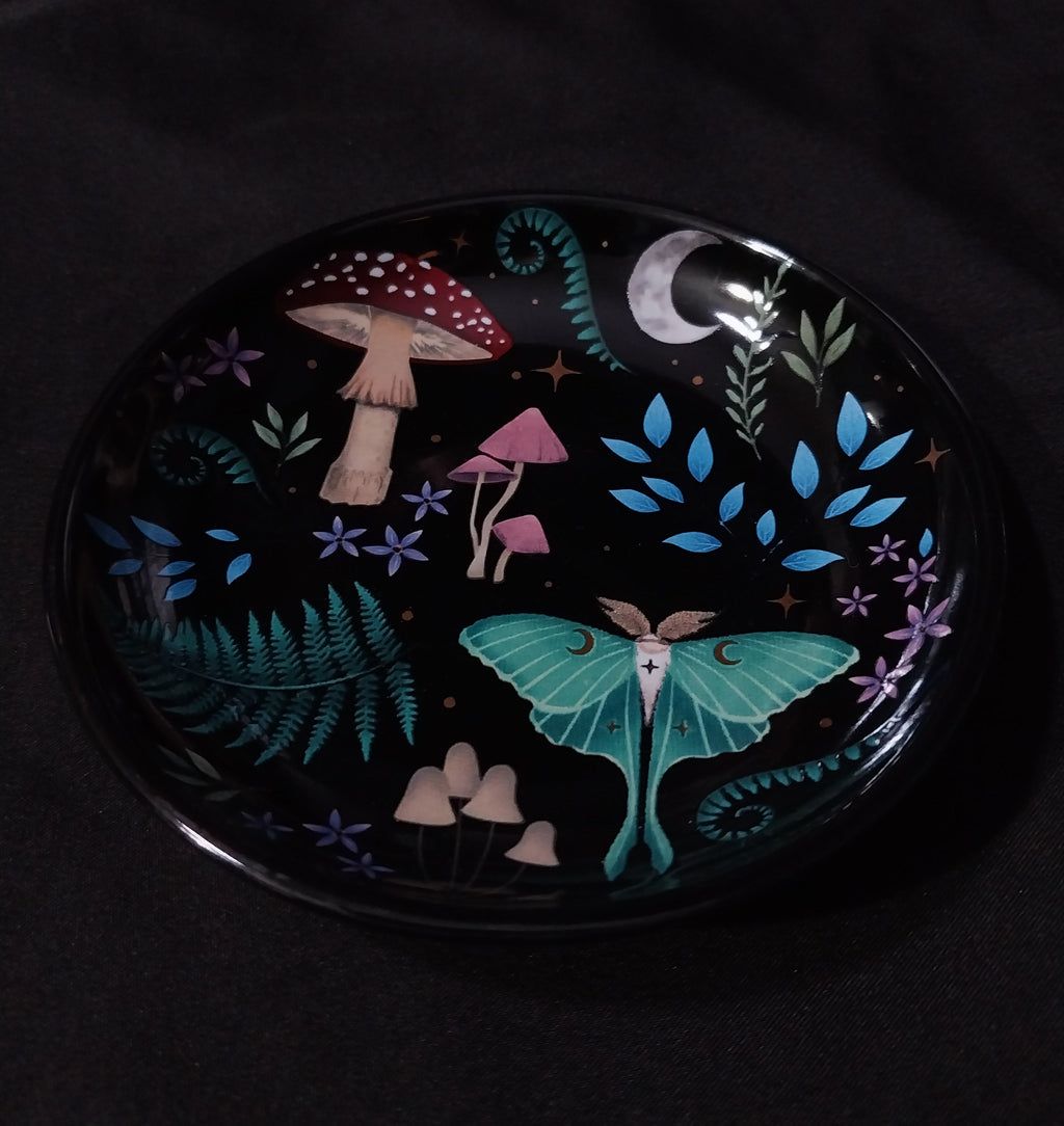 Round Dark Forest Print Trinket Dish