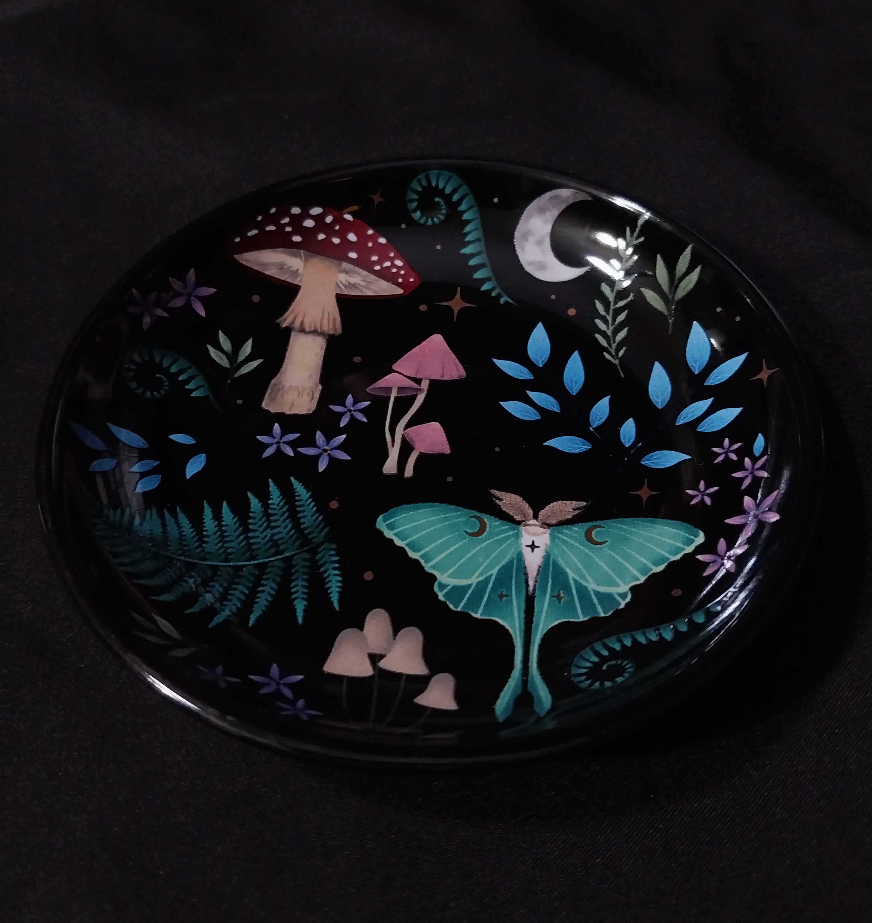 Round Dark Forest Print Trinket Dish