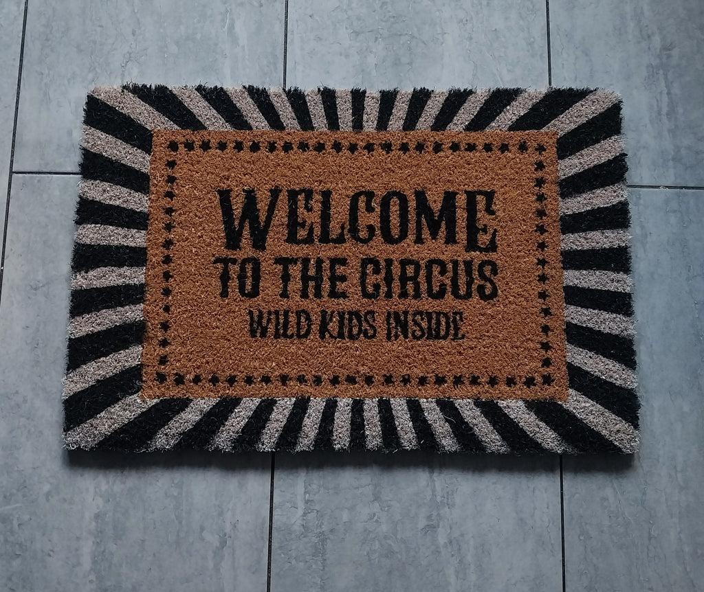 Black Welcome to the Circus Doormat