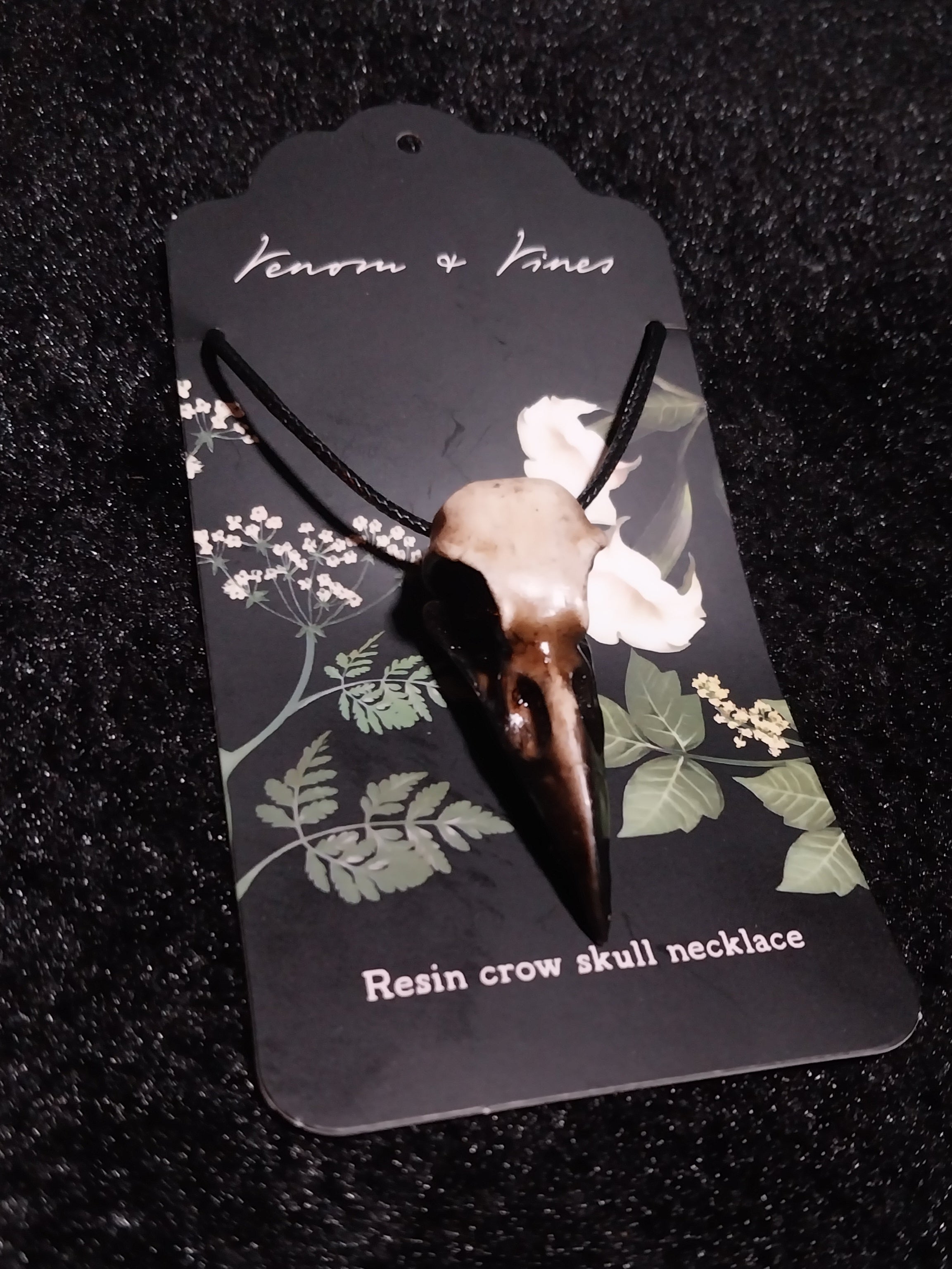 Resin Crow Skull Necklace