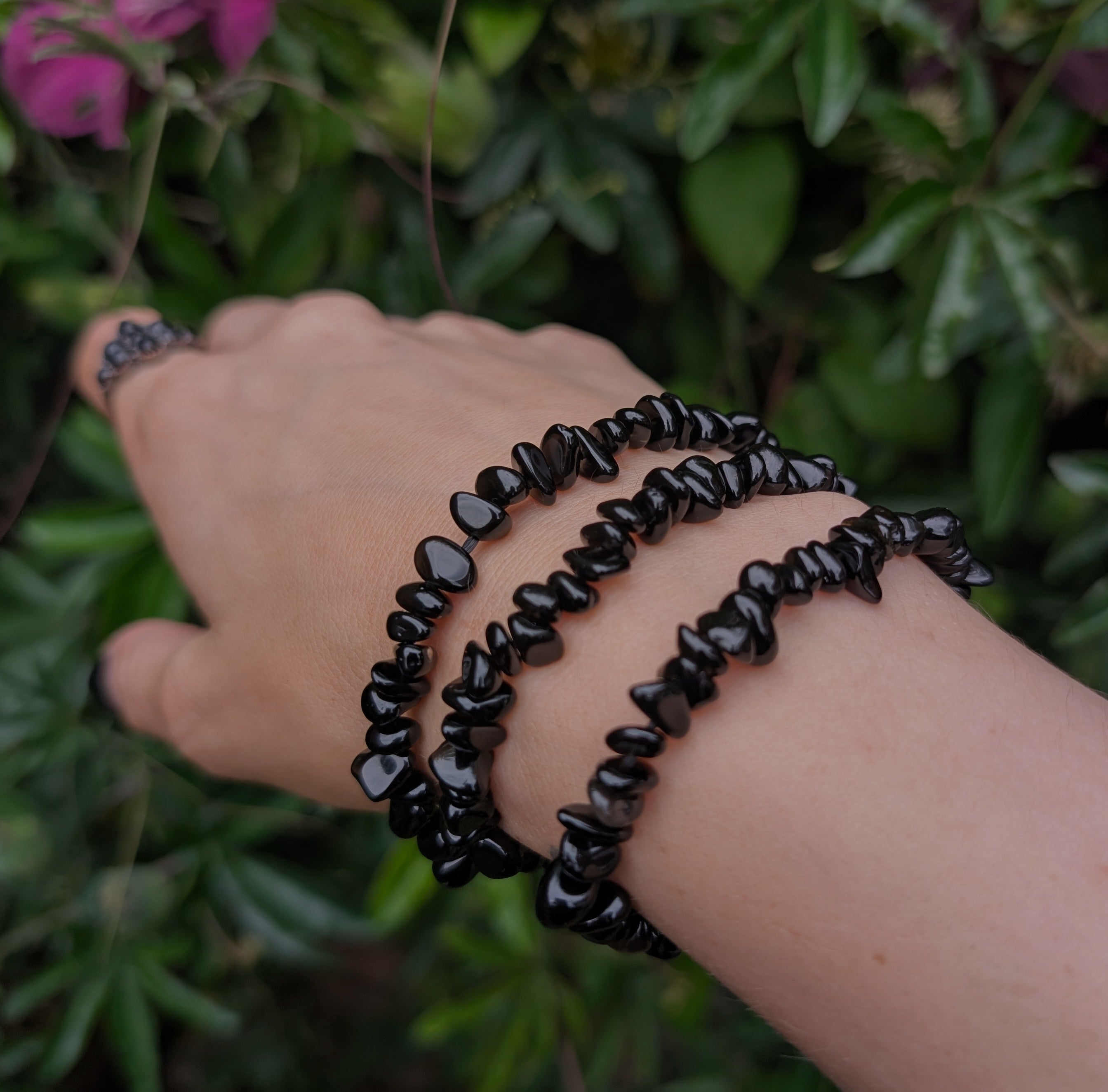 Black Obsidian Chip Bracelet