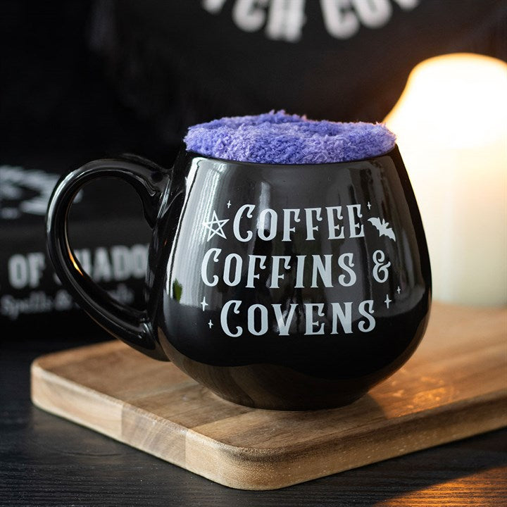 "Coffee, Coffins & Covens" Mug & Fluffy Socks Gift Set