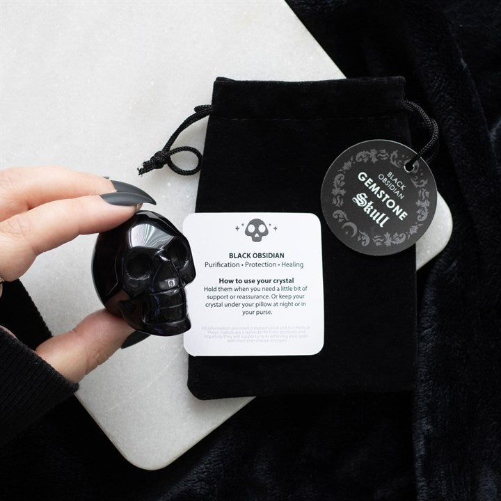 "Obsidian Guardian" Palm-Sized Crystal Skull