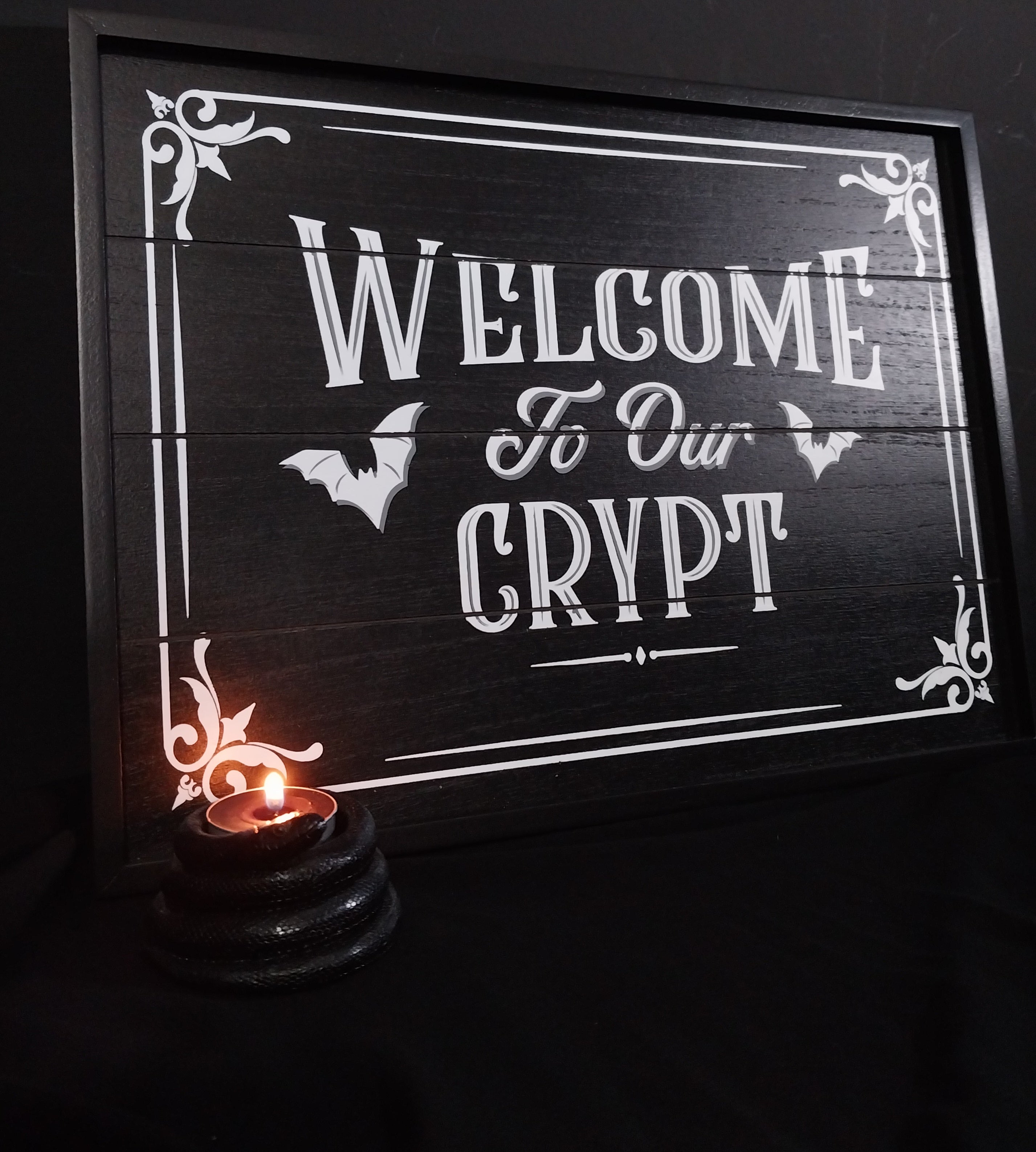 "Welcome to Our Crypt" Plaque