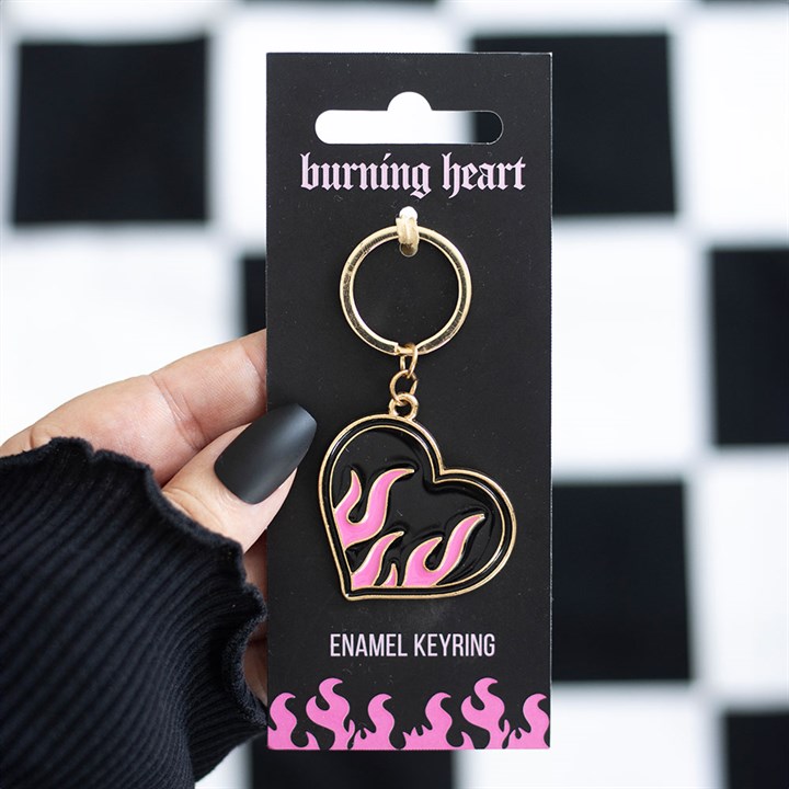 "Flaming Passion" Heart Keyring