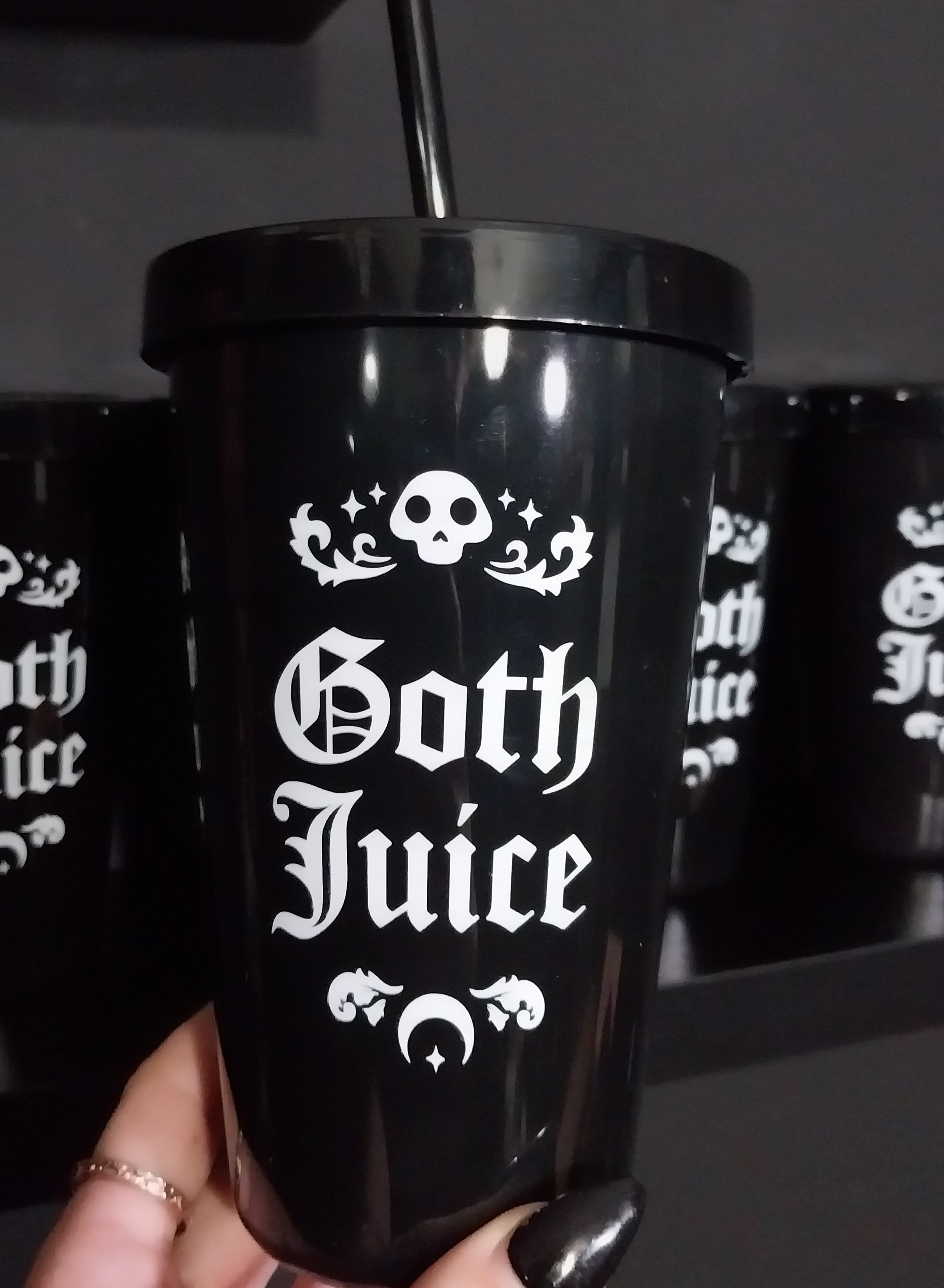 Goth Juice Plastic Tumbler with Straw