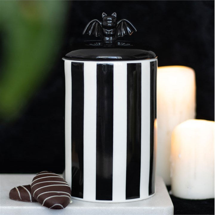 "Bat & Bold" Black & White Ceramic Storage Jar