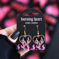 "Burning Heart" Pink & Black Earrings