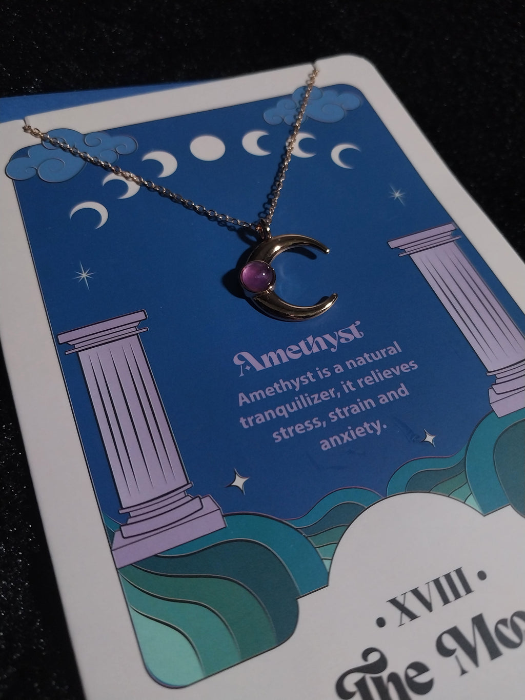 The Moon Celestial Amethyst Necklace Greeting Card