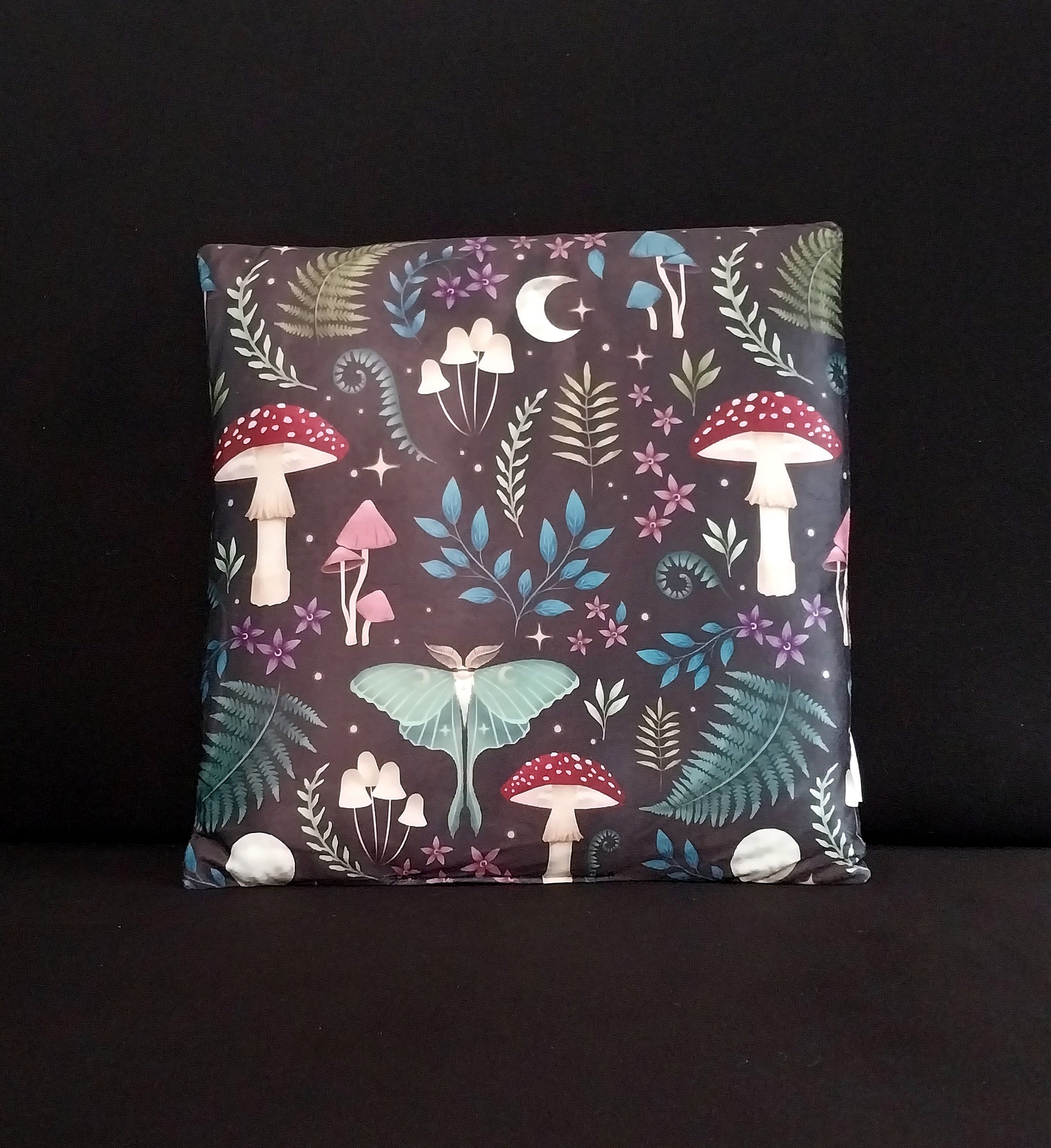 Square Dark Forest Print Cushion