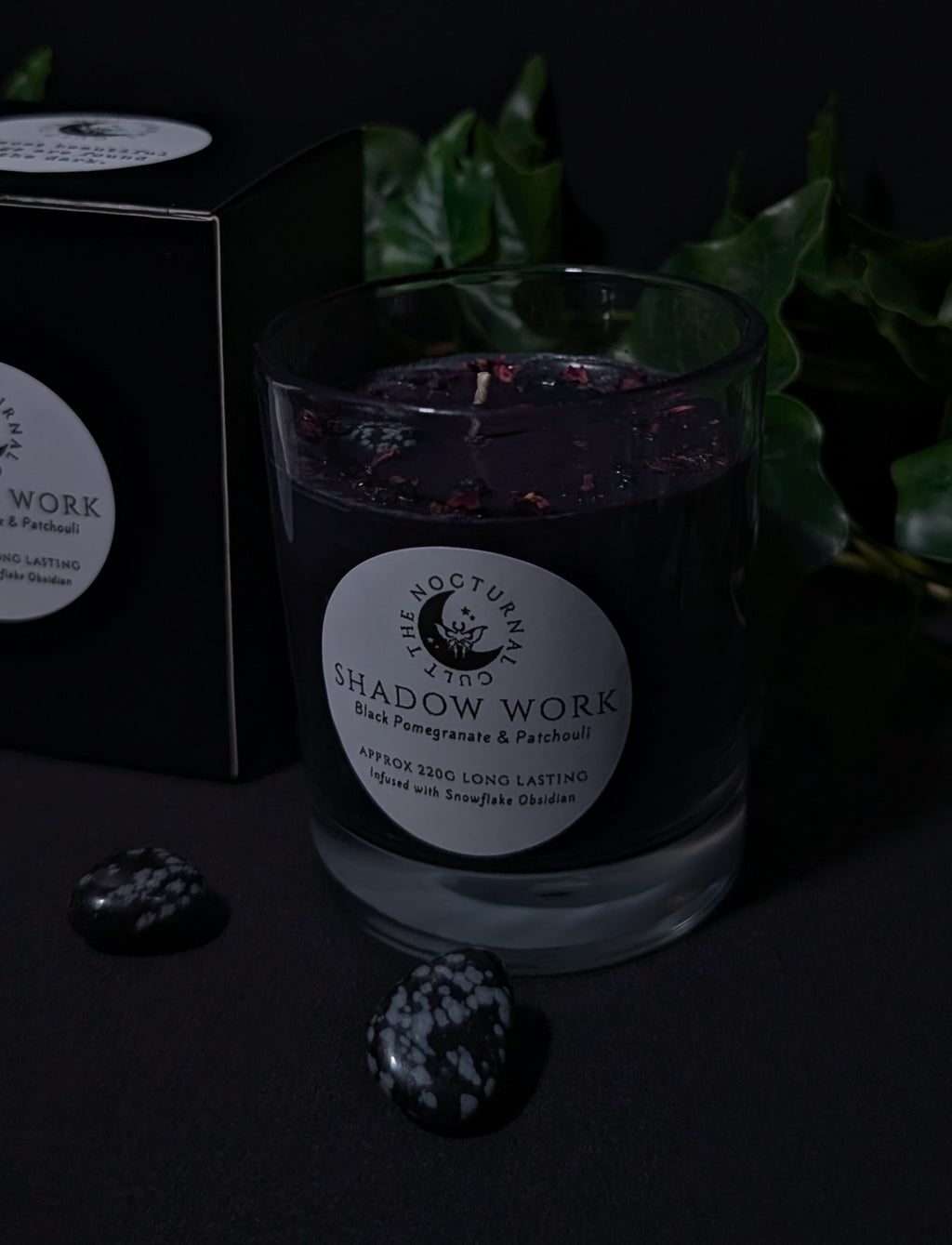 Shadow Work Ritual Candle: Snowflake Obsidian & Patchouli