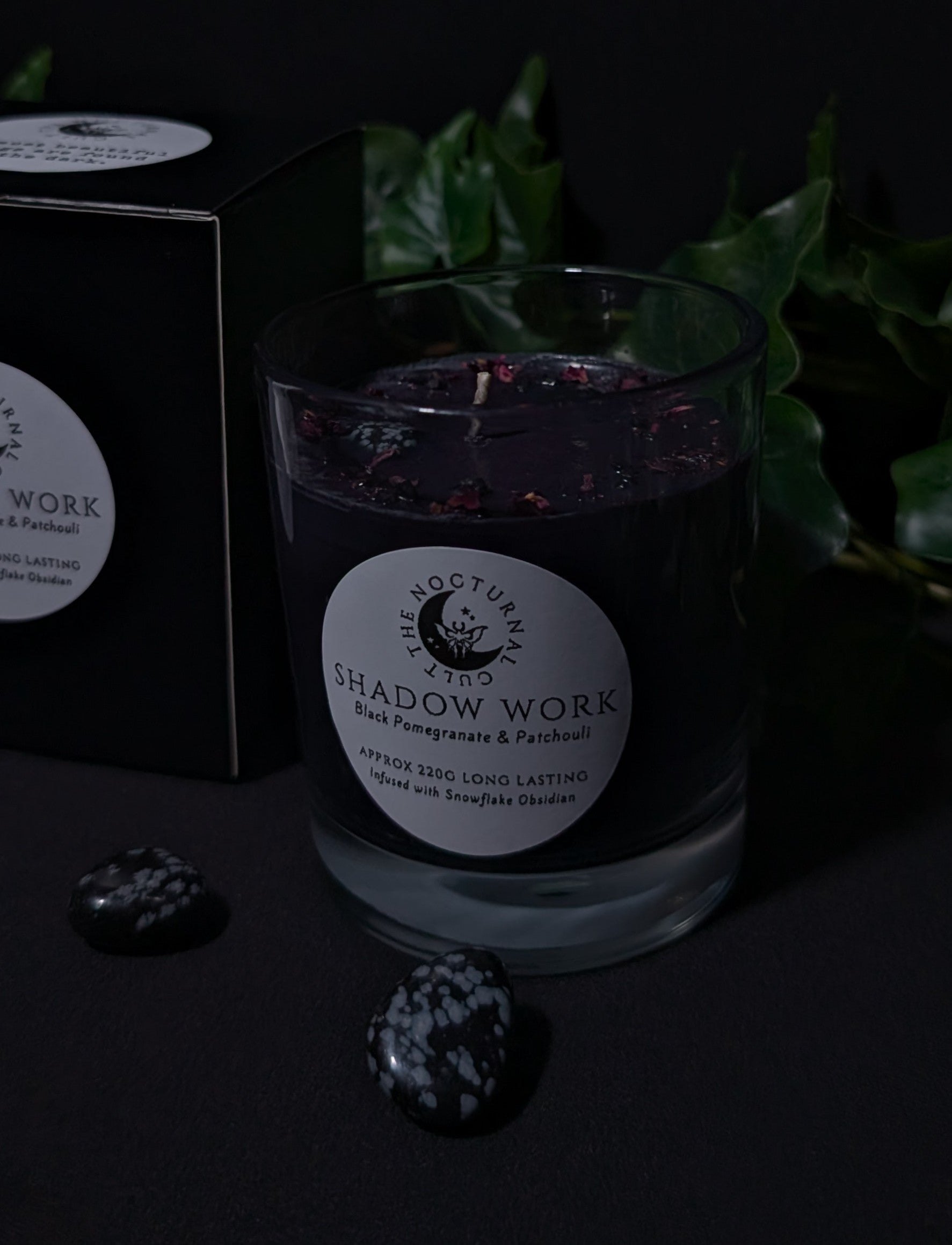 Shadow Work Ritual Candle: Snowflake Obsidian & Patchouli