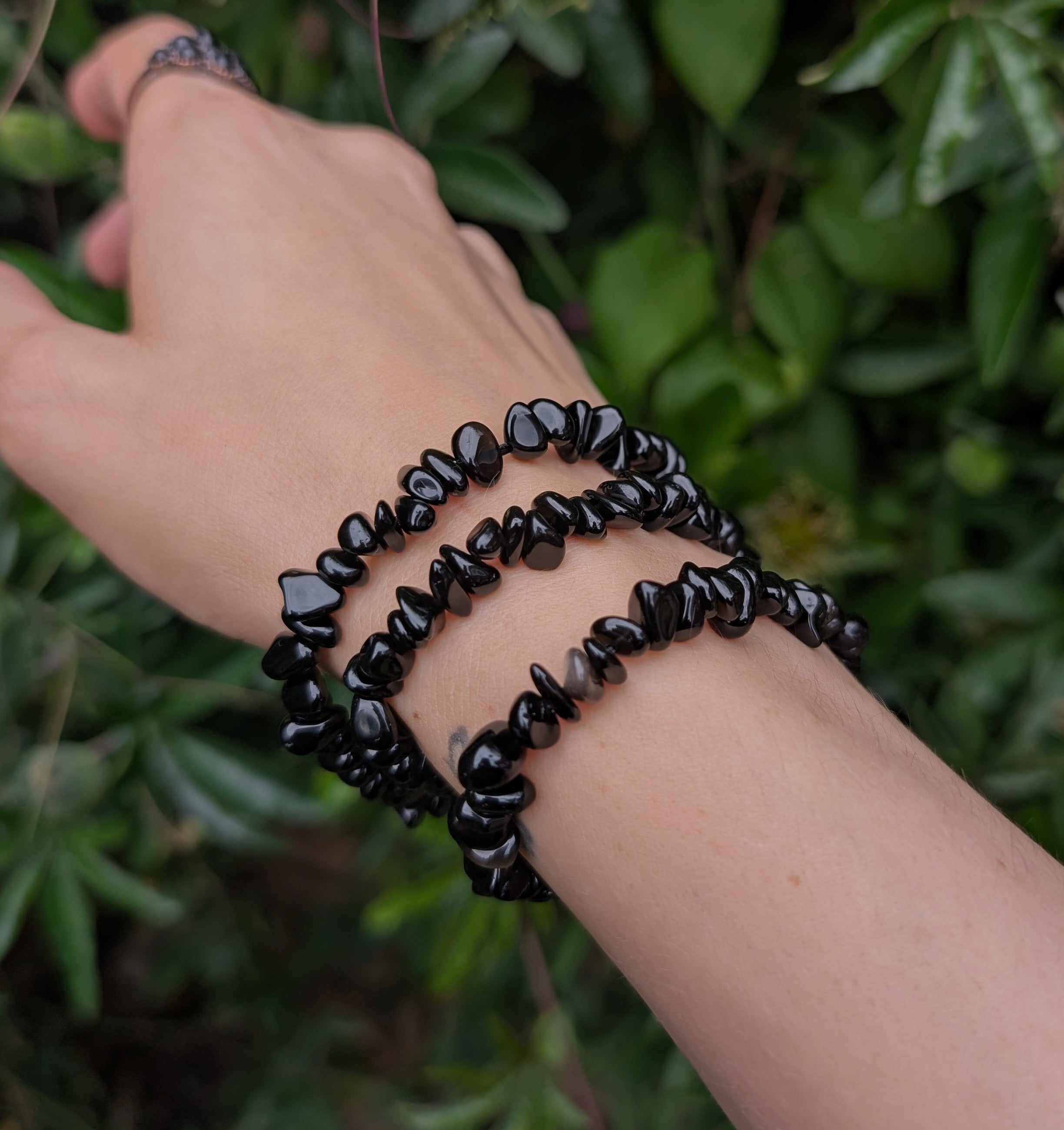 Black Obsidian Chip Bracelet