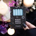 Pack of 12 Light Blue 'Peace' Spell Candles