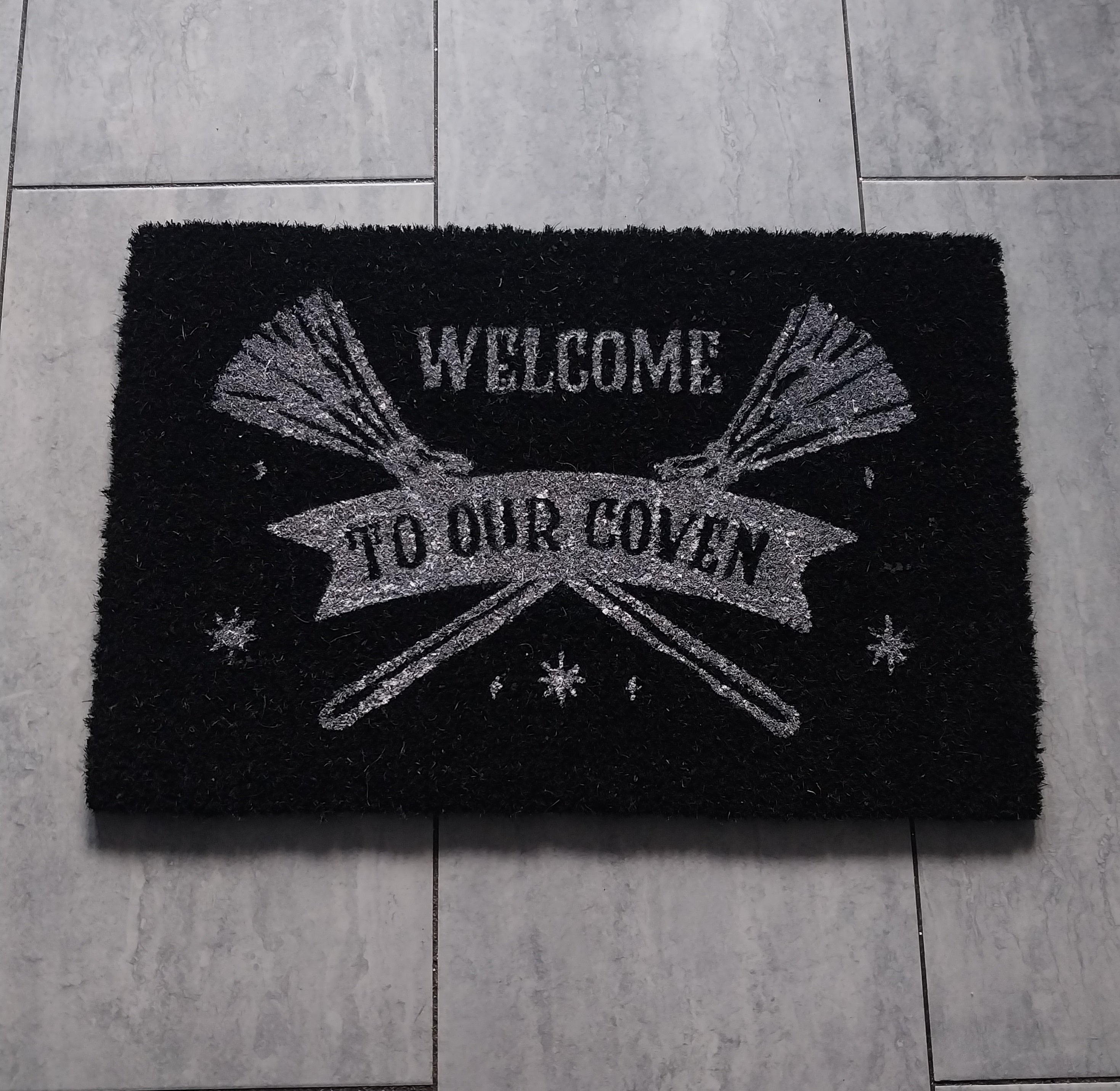 Black Welcome to Our Coven Doormat