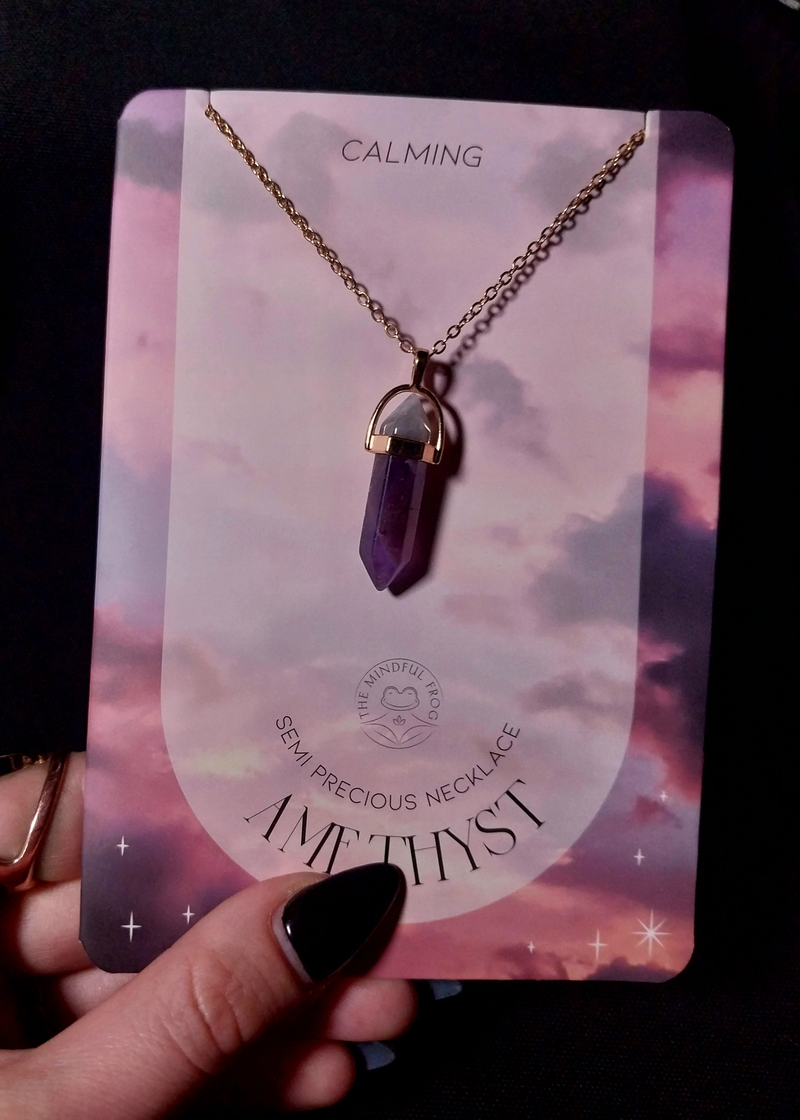 Amethyst Crystal Necklace Greeting Card
