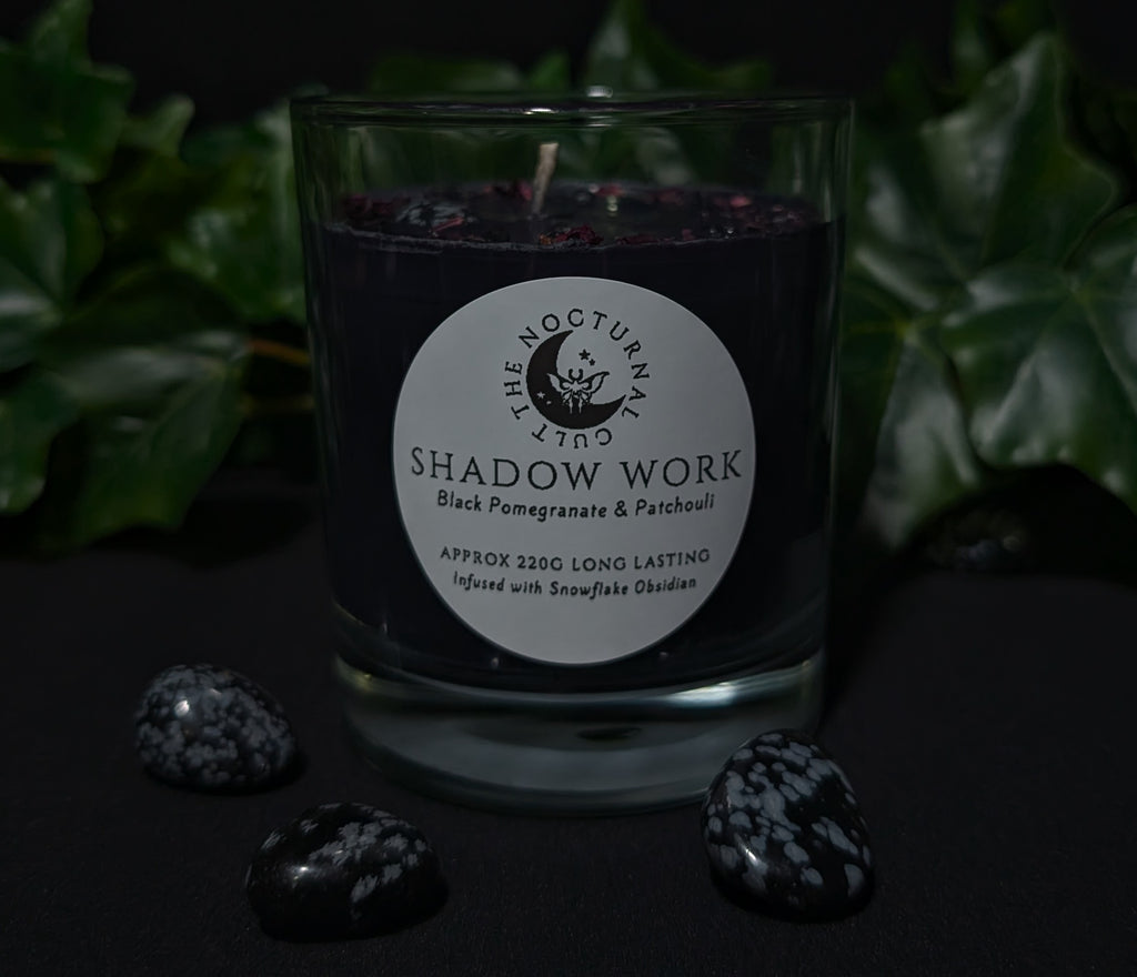 Shadow Work Ritual Candle: Snowflake Obsidian & Patchouli