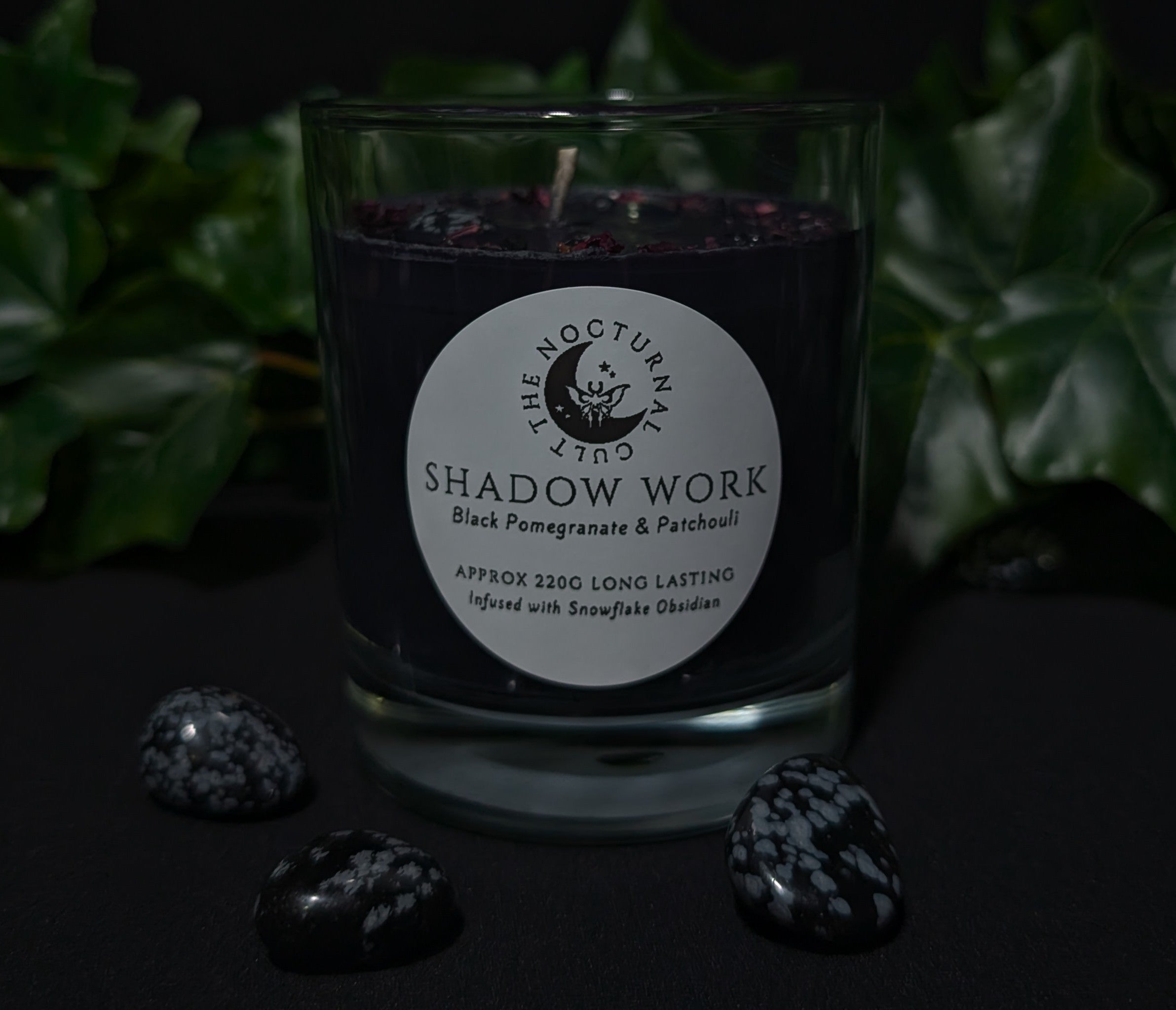 Shadow Work Ritual Candle: Snowflake Obsidian & Patchouli