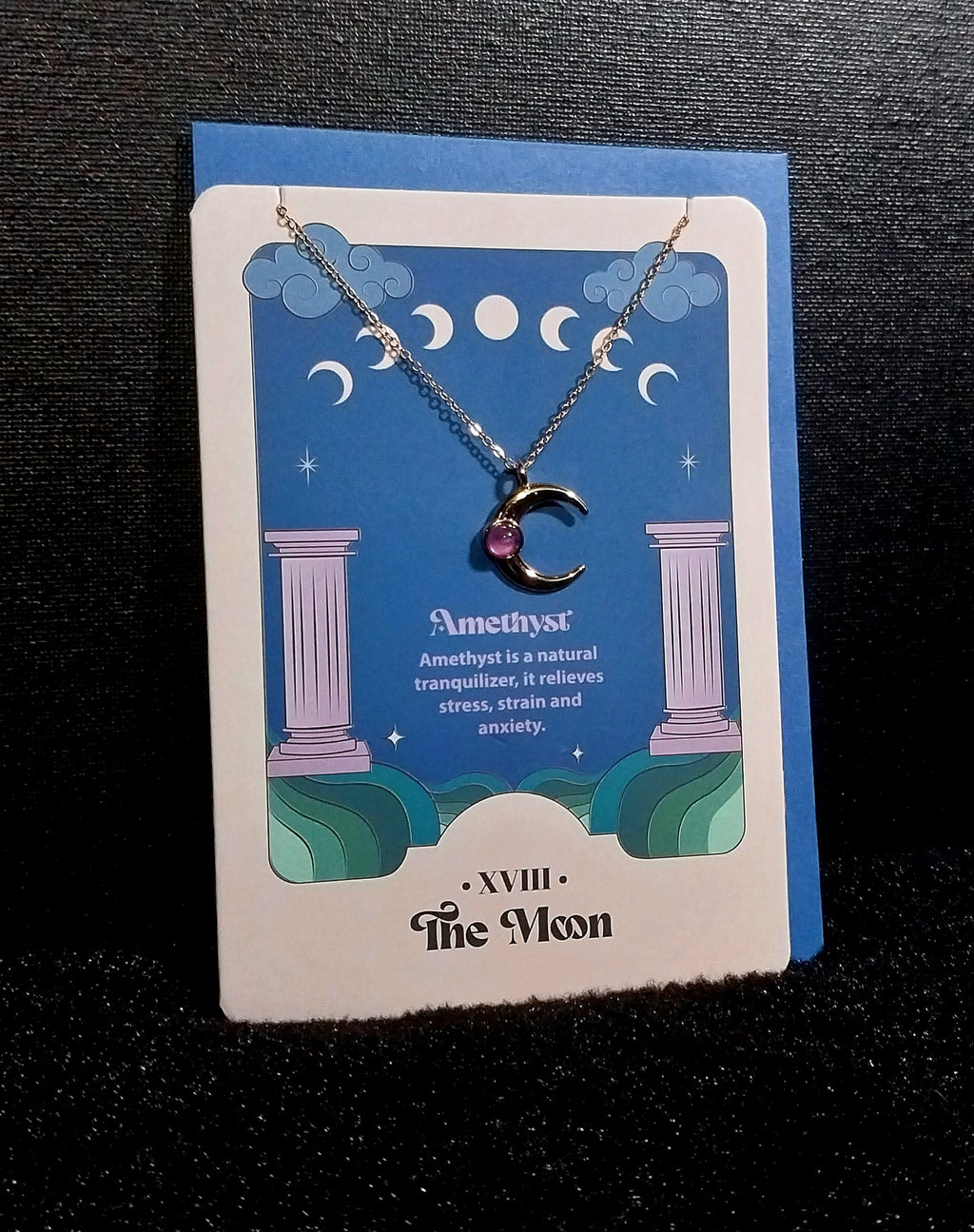 The Moon Celestial Amethyst Necklace Greeting Card